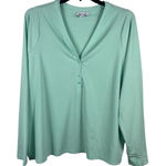 Athleta  Uptempo Ribbed Henley Top Mint Green Long Sleeve Stretch Women’s 3X Photo 0