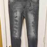 Black Orchid women's 27 low waist boy fit distressed ripped stretchy jeans 32x29 Photo 0