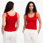 Madewell | NWT Linen-Blend Scoopneck Sweater Tank Festival Red | Sz S Photo 1