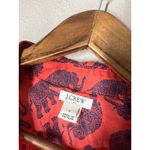 J.Crew Red Elephant Print Button Up Shirt Womens Sz S Novelty Tie Front Photo 4