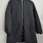 Bernardo  grey quilted jacket long coat hooded lightweight oversized S Photo 0