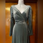 Woman’s Elegant Long Sleeve Blue Wrap Dress size 6 Photo 4