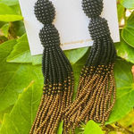Amrita Singh Black Gold Seed Bead Tassel Earring Photo 0