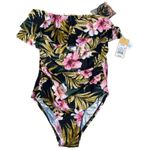 Target Strapless Swimming Suit One Piece Black Pink Floral Women’s Size Small Photo 5