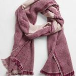 Gap NWT Printed Fringe Scarf Wine Color One Size Photo 0