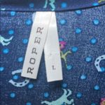 Roper Western Riding Horse Blouse Pearl Snap Navy Blue Patterned Women's Top L Size L Photo 4