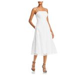 AQUA White Sequined Lace A-Line Cocktail Dress Beaded Shoulder Strap Midi by Photo 9