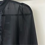 The Kooples Black Sheer Embroidered Button Down Blouse, Ruffle Front, Size XXS Photo 4
