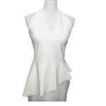 Chiara Boni  La Petite Robe White Halter Peplum Dress Women’s Medium Cocktail Photo 2