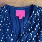 Lilly Pulitzer Cristiana Long Sleeve Chiffon Blue and Gold Midi Dress ~ Sz 00 🧡🍄 Photo 10