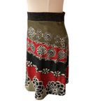 Smash Mismash Floral Stripe A Line Stretch Above Knee Skater Mini‎ Skirt Size XL Green Photo 2