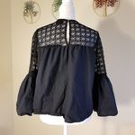 Who What Wear  Crochet Lace Blouse with Bell Sleeves Black XS Photo 2