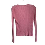 EXPRESS Vintage 90s Y2K Ribbed Long Sleeve Pink Cardigan Sweater Sz L Photo 1