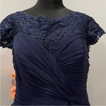 La Femme 28029 Blue Twist Front Jersey Gown 16 Photo 5