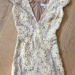 Dress the Population Zoe Cream Ivory Flower Bride Embellished Dress S Mini Bodycon Bridal Photo 0