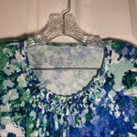 Allison Daley  Green/Blue Print Scoop Neck Short Sleeve Top M Photo 2