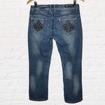 Red Rivet distressed Capri/cropped 23β inseam jeans size 7 Low rise Blingy Photo 1