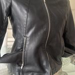 a.n.a faux leather fitted black moto jacket biker zip up size Large lined sexy Photo 3