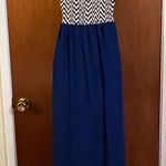 Sweet Storm  Chevron Maxi Dress Small Strapless Blue Flowy 47” Photo 12