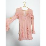 For Love & Lemons Gilded Star Mini Dress Size Medium Pink Silk Ruffle Cocktail Photo 13