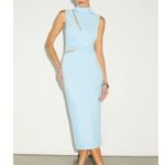Lulus NWOT Kamara Light Blue Mesh Cutout Knotted Midi Bodycon Dress Small Photo 0
