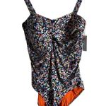 Anne cole Twist Front Shirred Confetti Multicolor One Piece Swimsuit Plus 22W Photo 3