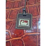 Dooney & Bourke  Womens Brown Croco Embossed Leather Double Strap Tassel Bag Photo 3