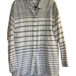 J. Jill Button Down Blouse Shirt Long Sleeve Blue White Stripe 100% Cotton Large Photo 0
