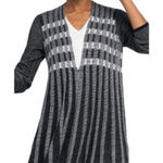 Nic+Zoe  Black and White Long Cardigan with Pleats Size S Photo 0