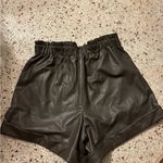 Abercrombie & Fitch  high-rise vegan leather shorts in a brown olive color large Photo 9