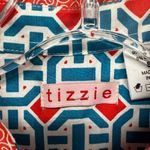 Tizzie Shirt Women S Orange Geometric Button Up 3/4 Flip Cuff Modern Chic Blouse Photo 9