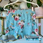 Jolt Blue Floral Shorts with Attached Tie Belt Photo 1