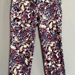 St. John Abstract Floral Multicolor Straight Leg Cropped Pants Size 8 Photo 0