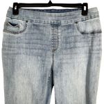 Chico's Chico’s SZ 2 (12) Pull-On Capris Jeans Hi-Rise Tiered Frayed Hems Stretch Blue Photo 1