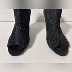 J. Rene Radita Satin Rhinestone peep top shooties heel shoe women size 9 M Black Photo 4