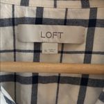 Loft 100% Cotton White & Navy Blue Plaid Button Up Shirt Women’s Size XL Photo 3
