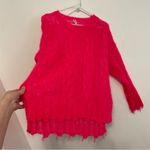 Anthropologie  ANTHRO Posey Stitchy Distressed Sweater Neon Pink Oversized WOOL Photo 11