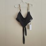 We Wore What  Black  Bandana Gold Sea Shell Kerchief Y2K Swim Top Size Medium Photo 1