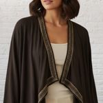 Soft Surroundings ✨ S Brown Embroidered Waterfall Cardigan Rayon Boho ✨ Photo 4