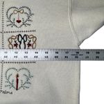 Valerie Sockwell Folk Art Christmas Cream Shirt Womens Small Embroidered Vintage Red Photo 6