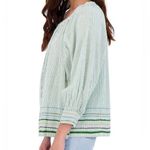 Roller Rabbit NWOT  Murello Ada green stripe button down blouse cotton India Photo 3