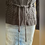 Willi Smith Gray Knit Cable Cardigan No Buttons with Belt 100% Cotton SZ S Photo 2