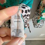 Soft Surroundings  Teal Floral Cheetah Print Henley Button V-Neck Blouse Womens L Photo 4