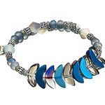 ALEX AND ANI new ꥟ Deity Wrap Glass Bead Bangle Bracelet ꥟ River ꥟ Deep Blues ꥟ Photo 1