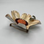 Vintage Floral Earrings Brooch Set Midcentury Enameled Metal Photo 5