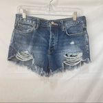 We The Free Free People Distressed Denim Shorts Button Fly Size 27 Feeling Good Photo 1