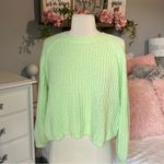 Wild Fable Lime Green Sweater Crewneck Acrylic  Womens Small Lime Green Cropped Photo 5