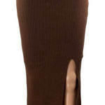 Social Tourist Women's Brown Ribbed High Waist Slit Midi Knit Pencil Skirt Sz S Photo 0