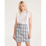 Veronica Beard  Women's Roman Blue Plaid Print Knee Length Mini Skirt Size 0 Photo 6