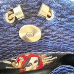 Kooreloo Rich Blue Velour Mini Bag Black Leather Trim Chain Strap Luxury Purse Blue Photo 6